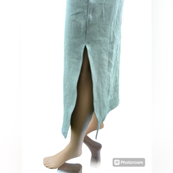 Mable Women’s Stile Racerback Bodycon Ribbed Cotton Midi Dress Olive Green Sz M - Picture 5 of 7